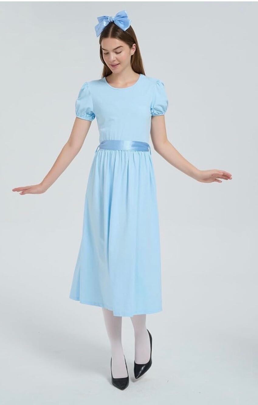 Adult Wendy Darling Cosplay Dress with Matching Blue Hairbow NWOT Medium Costume